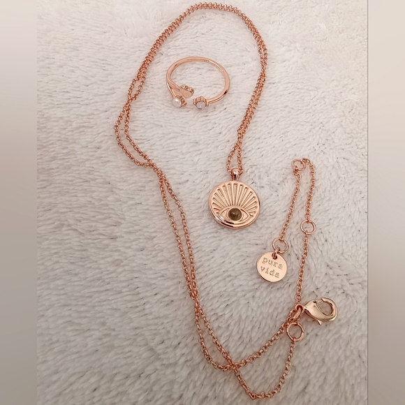 NWT Set of Rose Gold necklace and ring from Pura Vida - Picture 2 of 5
